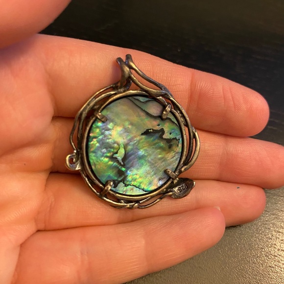 Abalone shell sterling silver pendant - Picture 3 of 7
